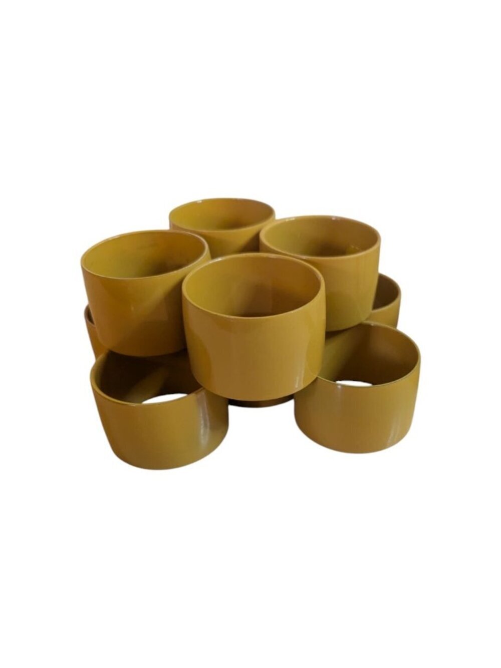 VTG Melamine Butterscotch Yellow Napkin Rings Set Of 10 Mid-Century Modern Style - Picture 3 of 3